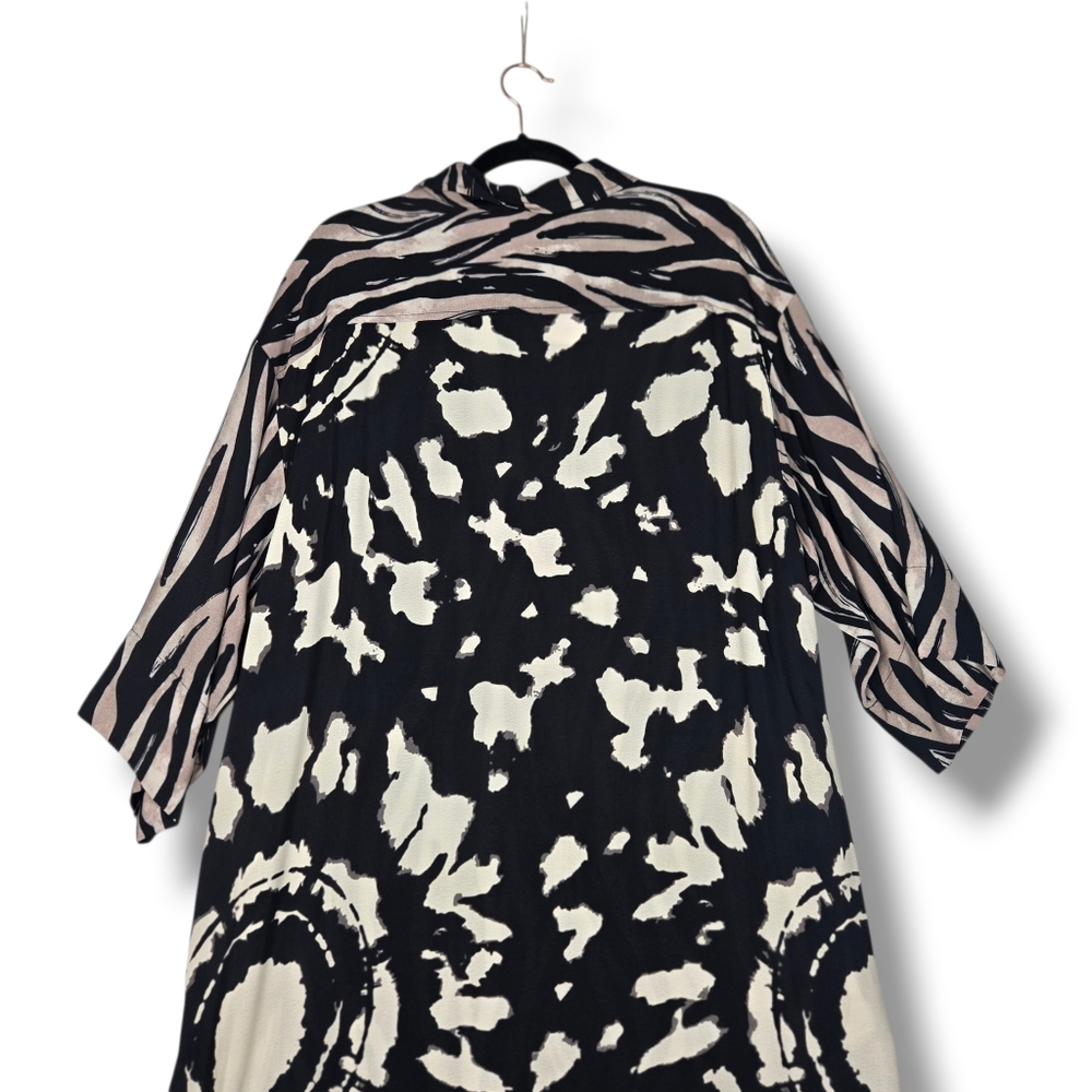 Alembika Shayna Safari Shirt Dress Maxi Pockets Zebra Print  NEW $324 Medium - Picture 15 of 16